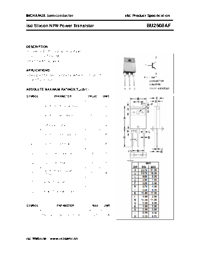 Inchange Semiconductor bu2508af  . Electronic Components Datasheets Active components Transistors Inchange Semiconductor bu2508af.pdf