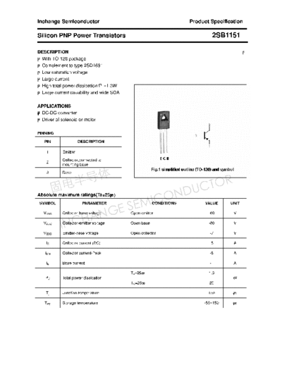 Inchange Semiconductor 2sb1151  . Electronic Components Datasheets Active components Transistors Inchange Semiconductor 2sb1151.pdf