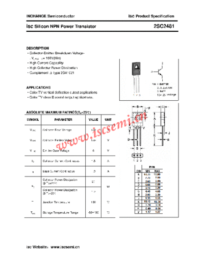 Inchange Semiconductor 2sc2481  . Electronic Components Datasheets Active components Transistors Inchange Semiconductor 2sc2481.pdf