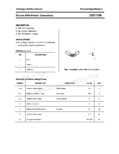 Inchange Semiconductor 2sc1106  . Electronic Components Datasheets Active components Transistors Inchange Semiconductor 2sc1106.pdf