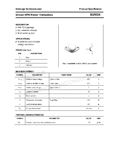 Inchange Semiconductor buw24  . Electronic Components Datasheets Active components Transistors Inchange Semiconductor buw24.pdf
