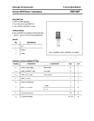 Inchange Semiconductor 2sd1667  . Electronic Components Datasheets Active components Transistors Inchange Semiconductor 2sd1667.pdf