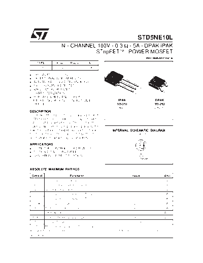 ST std5ne10l  . Electronic Components Datasheets Active components Transistors ST std5ne10l.pdf