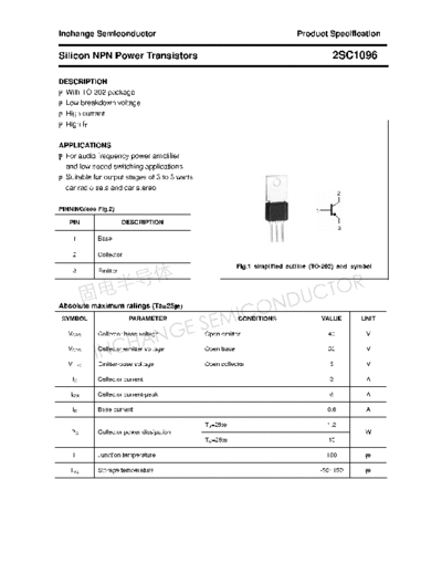 Inchange Semiconductor 2sc1096  . Electronic Components Datasheets Active components Transistors Inchange Semiconductor 2sc1096.pdf