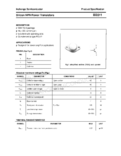 Inchange Semiconductor bd311  . Electronic Components Datasheets Active components Transistors Inchange Semiconductor bd311.pdf