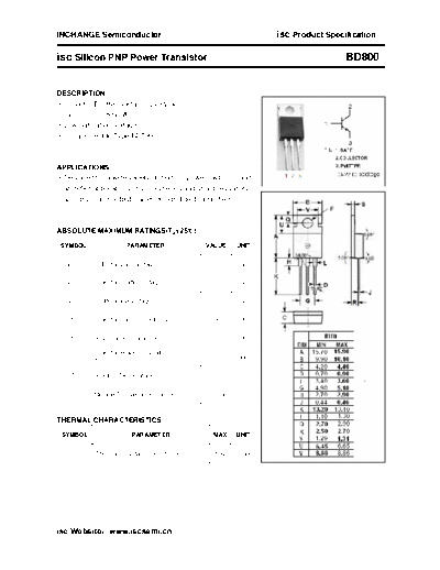 Inchange Semiconductor bd800  . Electronic Components Datasheets Active components Transistors Inchange Semiconductor bd800.pdf