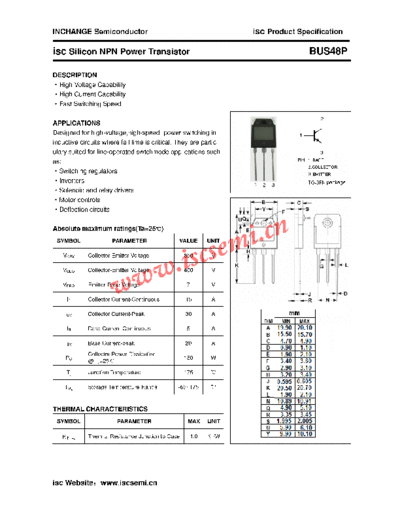 Inchange Semiconductor bus48p  . Electronic Components Datasheets Active components Transistors Inchange Semiconductor bus48p.pdf