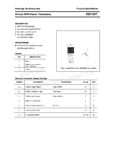 Inchange Semiconductor 2sc1827  . Electronic Components Datasheets Active components Transistors Inchange Semiconductor 2sc1827.pdf