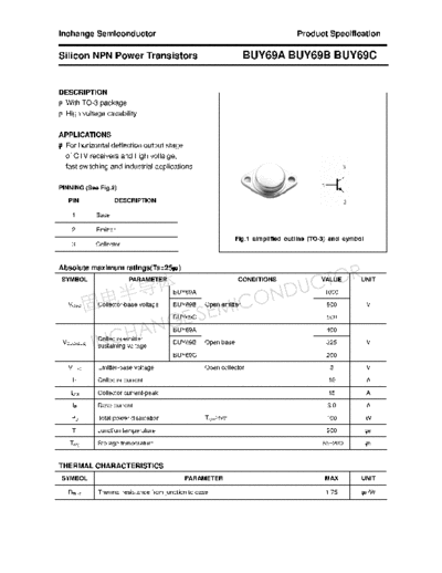 Inchange Semiconductor buy69a buy69b buy69c  . Electronic Components Datasheets Active components Transistors Inchange Semiconductor buy69a_buy69b_buy69c.pdf