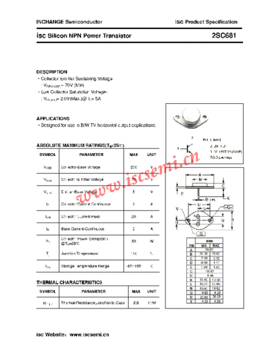 Inchange Semiconductor 2sc681  . Electronic Components Datasheets Active components Transistors Inchange Semiconductor 2sc681.pdf