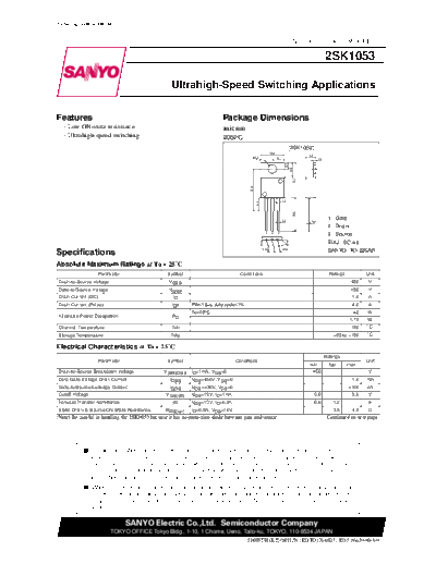Sanyo 2sk1053  . Electronic Components Datasheets Active components Transistors Sanyo 2sk1053.pdf
