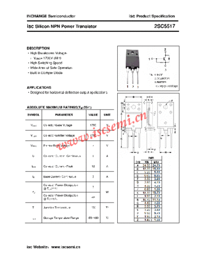 Inchange Semiconductor 2sc5517  . Electronic Components Datasheets Active components Transistors Inchange Semiconductor 2sc5517.pdf