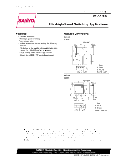 Sanyo 2sk1907  . Electronic Components Datasheets Active components Transistors Sanyo 2sk1907.pdf