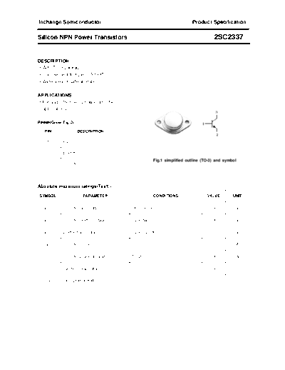 Inchange Semiconductor 2sc2337  . Electronic Components Datasheets Active components Transistors Inchange Semiconductor 2sc2337.pdf