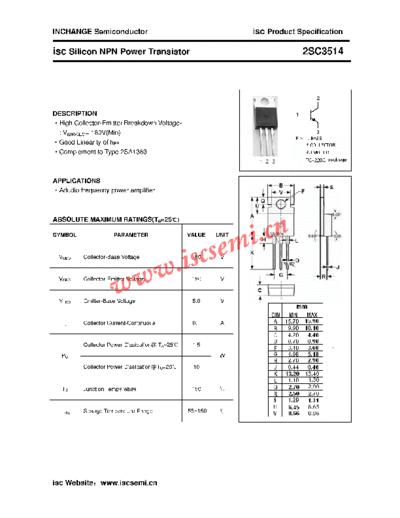 Inchange Semiconductor 2sc3514  . Electronic Components Datasheets Active components Transistors Inchange Semiconductor 2sc3514.pdf