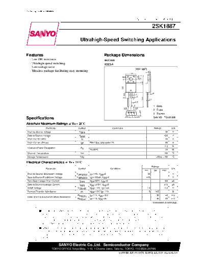 Sanyo 2sk1887  . Electronic Components Datasheets Active components Transistors Sanyo 2sk1887.pdf