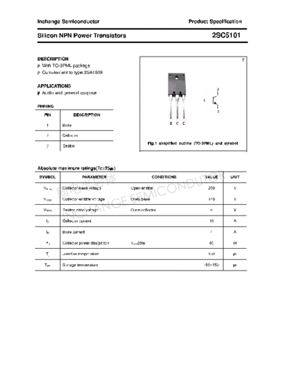 Inchange Semiconductor 2sc5101  . Electronic Components Datasheets Active components Transistors Inchange Semiconductor 2sc5101.pdf