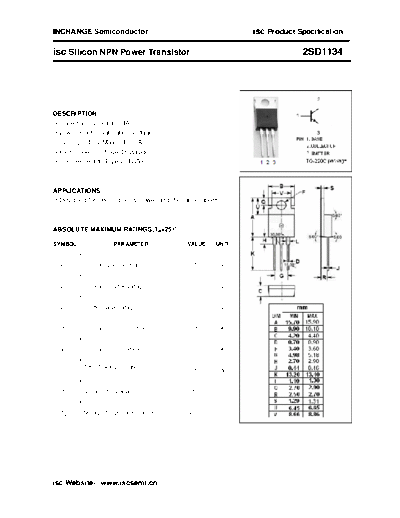 Inchange Semiconductor 2sd1134  . Electronic Components Datasheets Active components Transistors Inchange Semiconductor 2sd1134.pdf