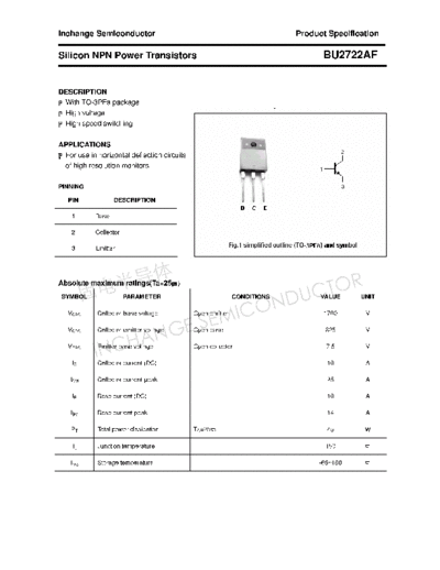 Inchange Semiconductor bu2722af  . Electronic Components Datasheets Active components Transistors Inchange Semiconductor bu2722af.pdf