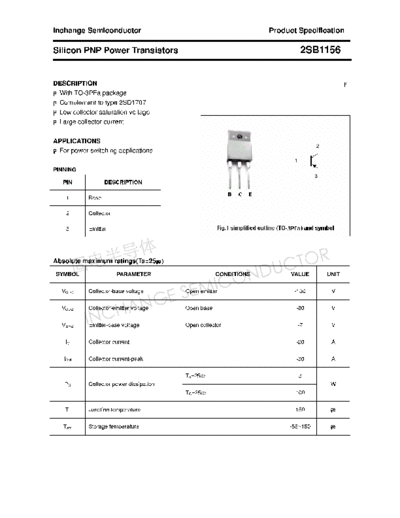 Inchange Semiconductor 2sb1156  . Electronic Components Datasheets Active components Transistors Inchange Semiconductor 2sb1156.pdf