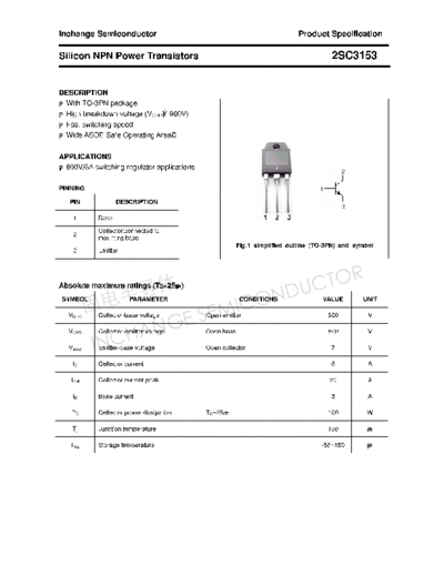 Inchange Semiconductor 2sc3153  . Electronic Components Datasheets Active components Transistors Inchange Semiconductor 2sc3153.pdf