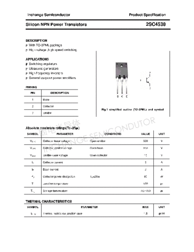 Inchange Semiconductor 2sc4538  . Electronic Components Datasheets Active components Transistors Inchange Semiconductor 2sc4538.pdf