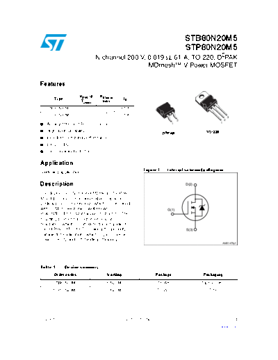 ST stb80n20m5 stp80n20m5  . Electronic Components Datasheets Active components Transistors ST stb80n20m5_stp80n20m5.pdf