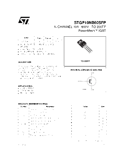ST stgp10nb60sfp  . Electronic Components Datasheets Active components Transistors ST stgp10nb60sfp.pdf