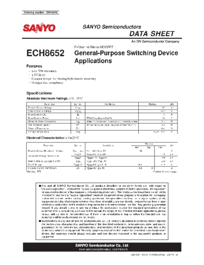 Sanyo ech8652  . Electronic Components Datasheets Active components Transistors Sanyo ech8652.pdf