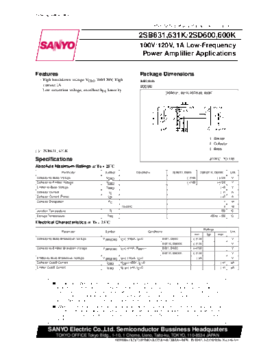 Sanyo 2sd600k  . Electronic Components Datasheets Active components Transistors Sanyo 2sd600k.pdf