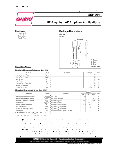 Sanyo 2sk404  . Electronic Components Datasheets Active components Transistors Sanyo 2sk404.pdf