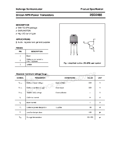 Inchange Semiconductor 2sd2488  . Electronic Components Datasheets Active components Transistors Inchange Semiconductor 2sd2488.pdf