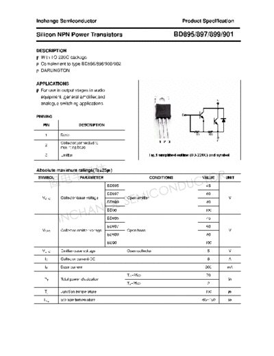 Inchange Semiconductor bd895 897 899 901  . Electronic Components Datasheets Active components Transistors Inchange Semiconductor bd895_897_899_901.pdf