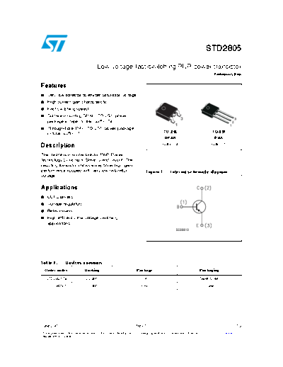ST std2805  . Electronic Components Datasheets Active components Transistors ST std2805.pdf