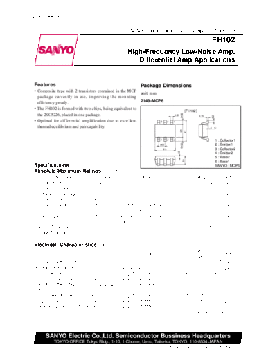 Sanyo fh102  . Electronic Components Datasheets Active components Transistors Sanyo fh102.pdf