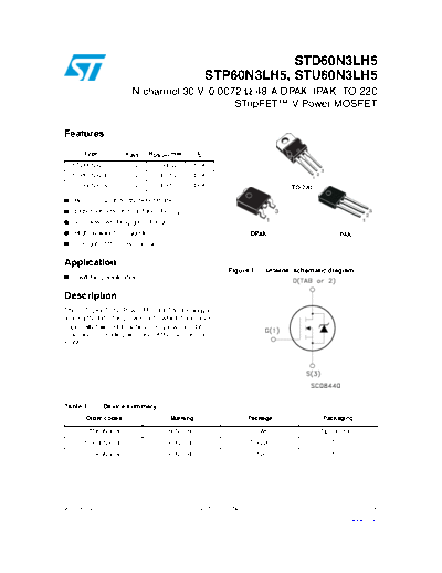 ST d60n3lh5  p60n3lh5  u60n3lh5  . Electronic Components Datasheets Active components Transistors ST std60n3lh5_stp60n3lh5_stu60n3lh5.pdf