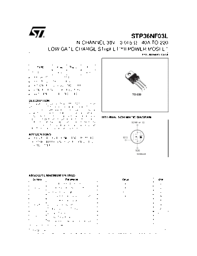 ST stp36nf03l  . Electronic Components Datasheets Active components Transistors ST stp36nf03l.pdf