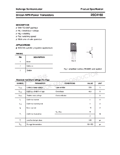 Inchange Semiconductor 2sc4160  . Electronic Components Datasheets Active components Transistors Inchange Semiconductor 2sc4160.pdf