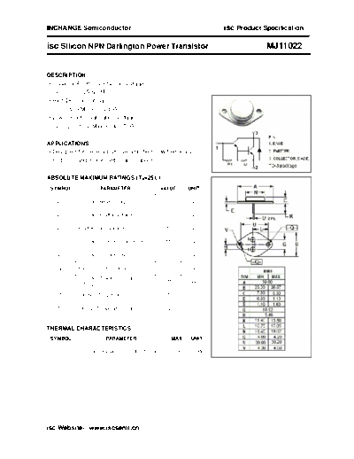 Inchange Semiconductor mj11022  . Electronic Components Datasheets Active components Transistors Inchange Semiconductor mj11022.pdf