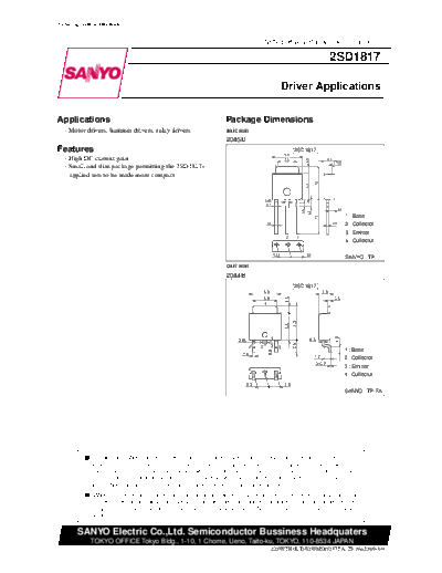 Sanyo 2sd1817  . Electronic Components Datasheets Active components Transistors Sanyo 2sd1817.pdf