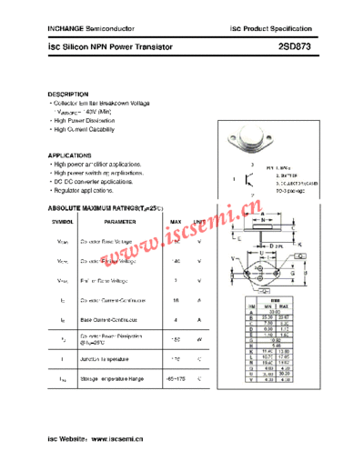Inchange Semiconductor 2sd873  . Electronic Components Datasheets Active components Transistors Inchange Semiconductor 2sd873.pdf