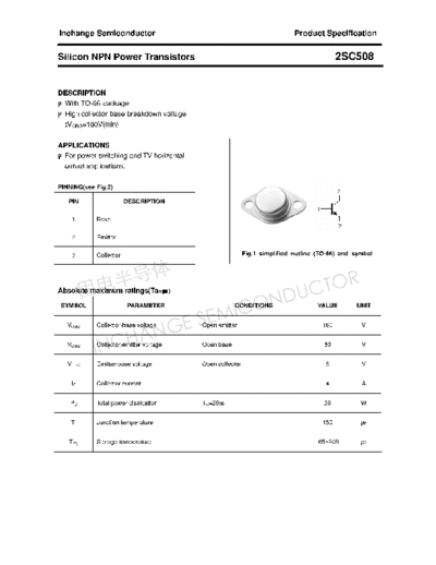 Inchange Semiconductor 2sc508  . Electronic Components Datasheets Active components Transistors Inchange Semiconductor 2sc508.pdf