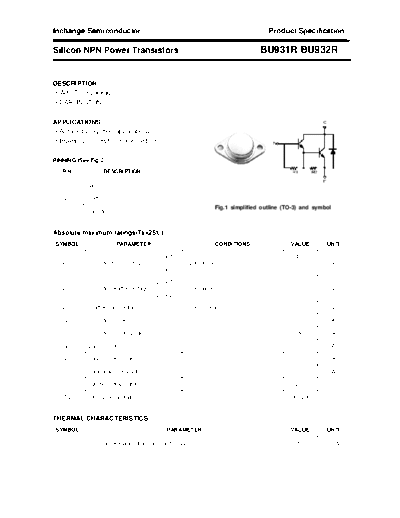 Inchange Semiconductor bu931rbu932r  . Electronic Components Datasheets Active components Transistors Inchange Semiconductor bu931rbu932r.pdf