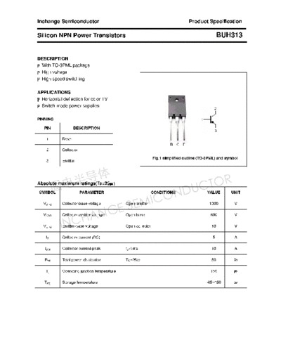 Inchange Semiconductor buh313  . Electronic Components Datasheets Active components Transistors Inchange Semiconductor buh313.pdf