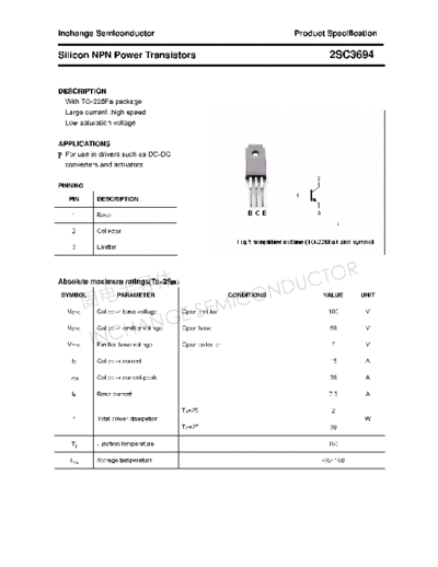 Inchange Semiconductor 2sc3694  . Electronic Components Datasheets Active components Transistors Inchange Semiconductor 2sc3694.pdf