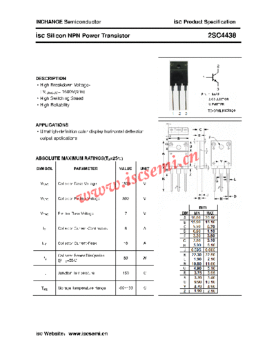 Inchange Semiconductor 2sc4438  . Electronic Components Datasheets Active components Transistors Inchange Semiconductor 2sc4438.pdf