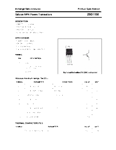 Inchange Semiconductor 2sd1158  . Electronic Components Datasheets Active components Transistors Inchange Semiconductor 2sd1158.pdf