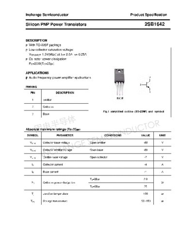 Inchange Semiconductor 2sb1642  . Electronic Components Datasheets Active components Transistors Inchange Semiconductor 2sb1642.pdf