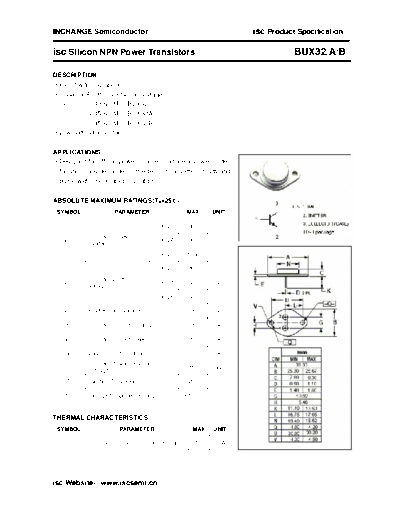Inchange Semiconductor bux32 a b  . Electronic Components Datasheets Active components Transistors Inchange Semiconductor bux32_a_b.pdf