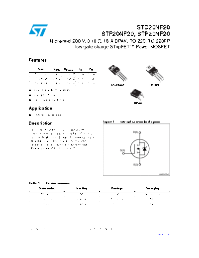 ST d20nf20  f20nf20  p20nf20  . Electronic Components Datasheets Active components Transistors ST std20nf20_stf20nf20_stp20nf20.pdf